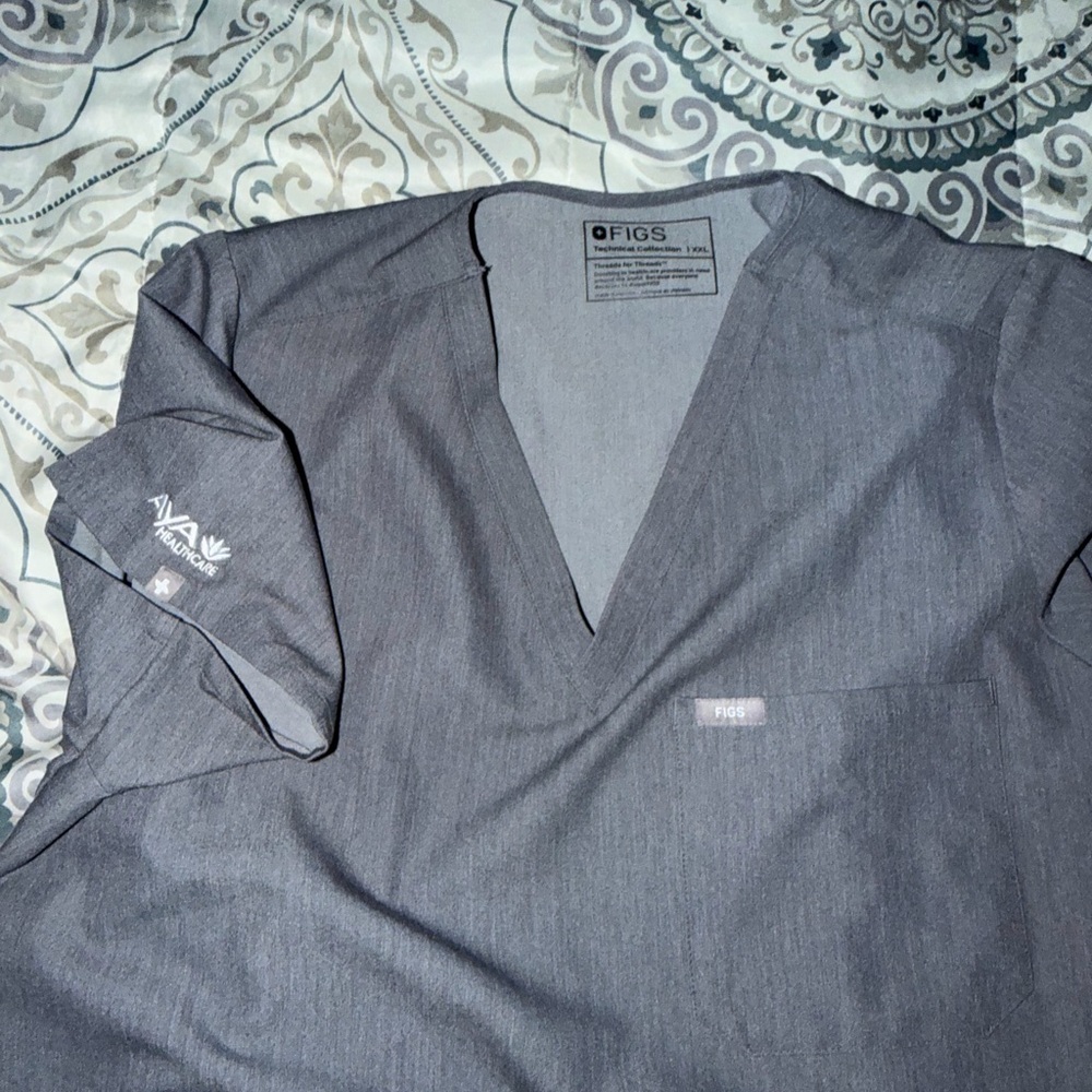 Figs Charcoal V-Neck Scrub Top